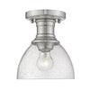 Hines 7"w Semi-flush in Pewter with Seeded Glass Ceiling Golden Lighting 