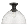 Hines 14" Semi-flush in Black with Seeded Glass Ceiling Golden Lighting 