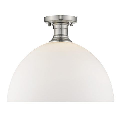 Hines 14" Semi-flush in Pewter with Opal Glass