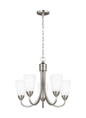 Seville Five Light Chandelier - Brushed Nickel Ceiling Sea Gull Lighting 