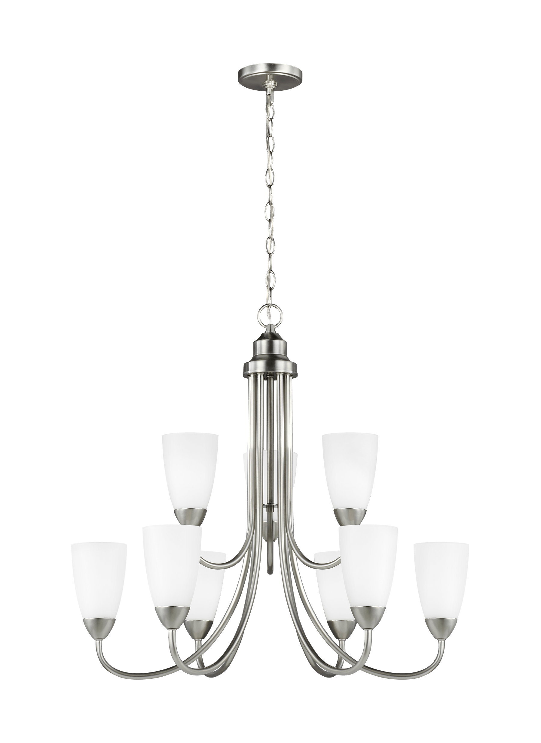 Seville Nine Light Chandelier - Brushed Nickel Ceiling Sea Gull Lighting 