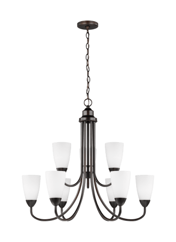 Seville Nine Light LED Chandelier - Burnt Sienna Ceiling Sea Gull Lighting 