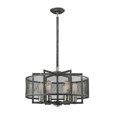 Slatington 6 Light Chandelier In Silvered Graphite And Brushed Nickel Ceiling Elk Lighting 