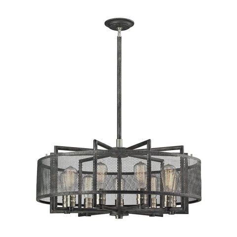 Slatington 9 Light Chandelier In Silvered Graphite And Brushed Nickel Ceiling Elk Lighting 