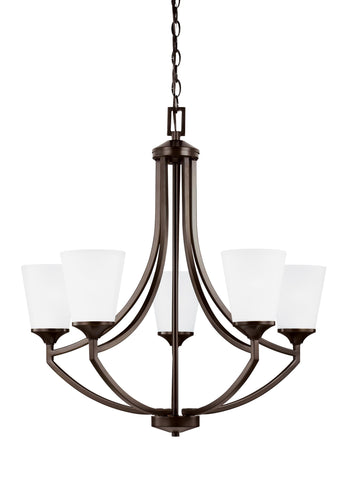 Hanford Five Light LED Chandelier - Burnt Sienna Ceiling Sea Gull Lighting 