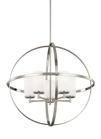 Alturas Five Light LED Chandelier - Brushed Nickel Ceiling Sea Gull Lighting 