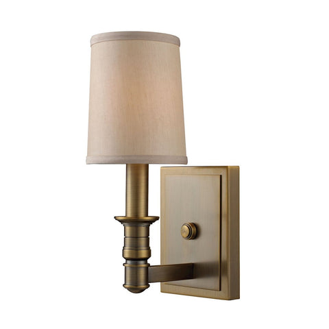 Baxter 1 Light Wall Sconce In Brushed Antique Brass Wall Sconce Elk Lighting 