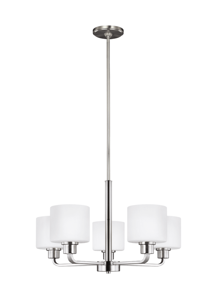 Canfield Five Light Chandelier - Brushed Nickel Ceiling Sea Gull Lighting 