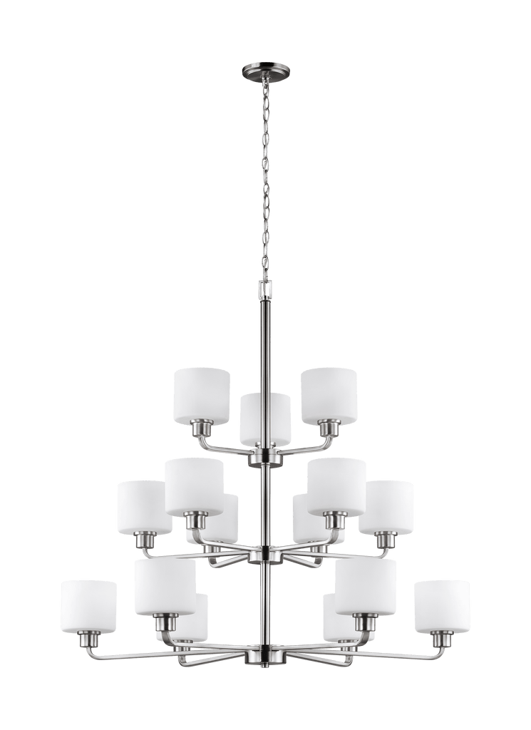 Canfield Fifteen Light Chandelier - Brushed Nickel Ceiling Sea Gull Lighting 