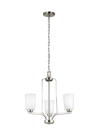 Franport Three Light Chandelier - Brushed Nickel Ceiling Sea Gull Lighting 