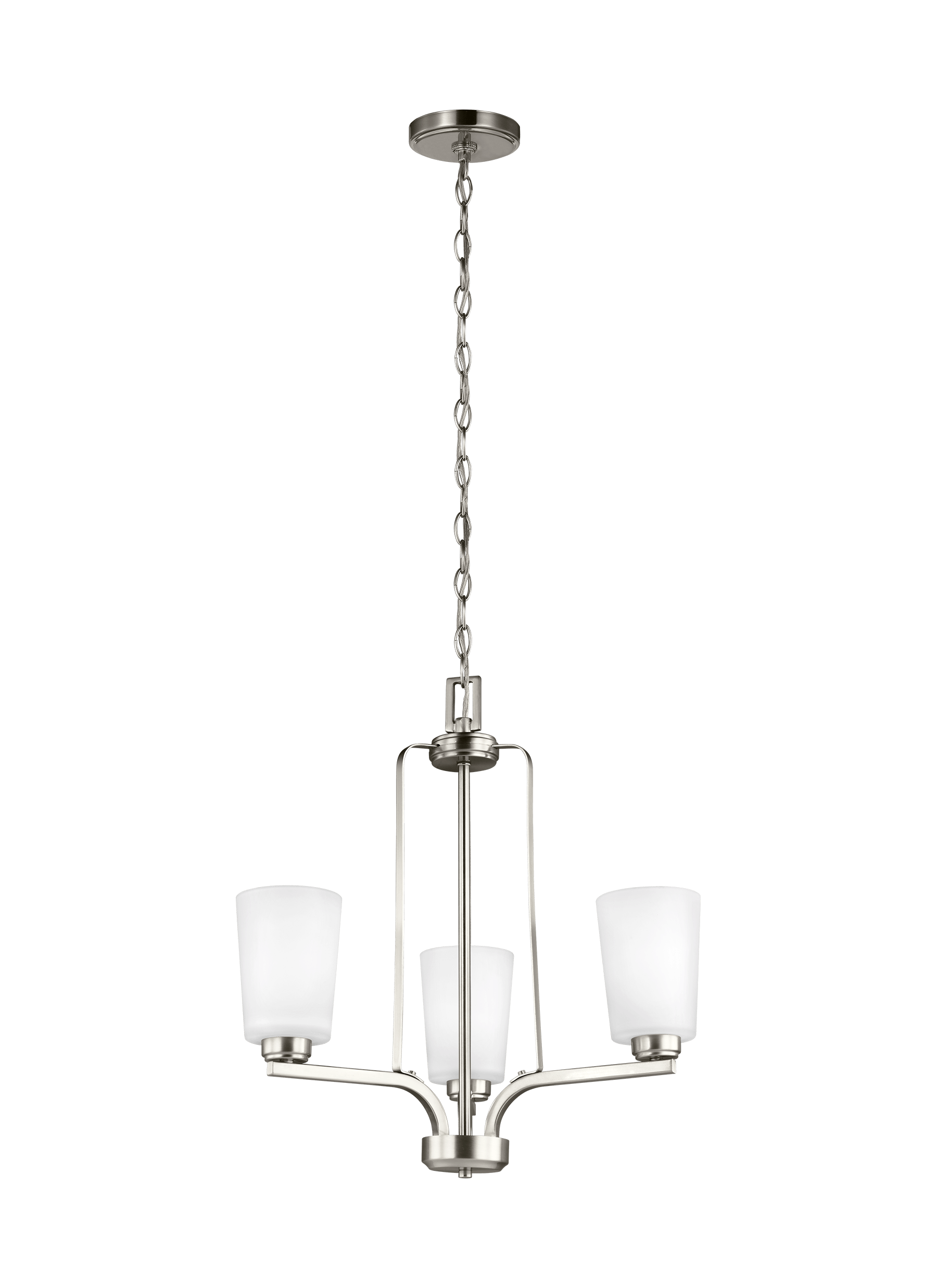 Franport Three Light LED Chandelier - Brushed Nickel Ceiling Sea Gull Lighting 