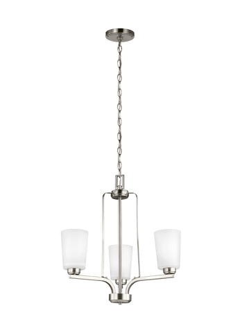 Franport Three Light LED Chandelier - Brushed Nickel Ceiling Sea Gull Lighting 