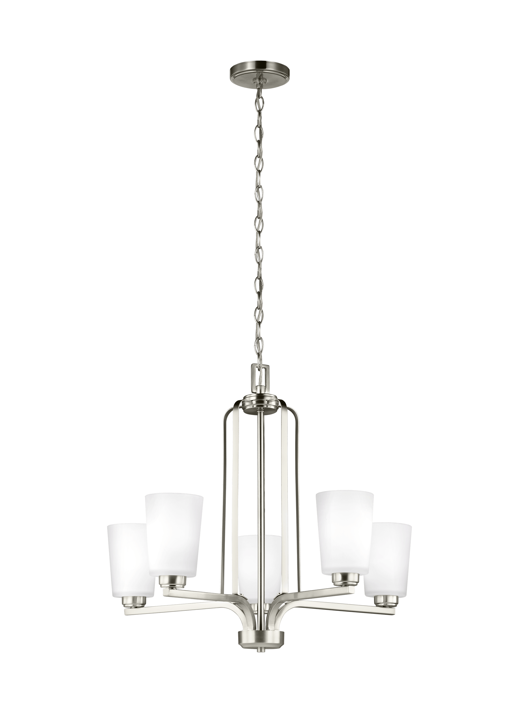 Franport Five Light Chandelier - Brushed Nickel Ceiling Sea Gull Lighting 