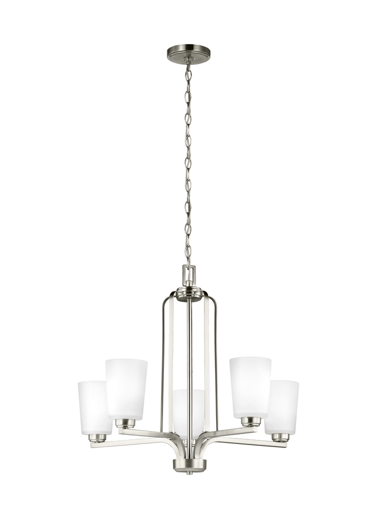 Franport Five Light Chandelier - Brushed Nickel Ceiling Sea Gull Lighting 