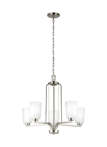 Franport Five Light LED Chandelier - Brushed Nickel Ceiling Sea Gull Lighting 