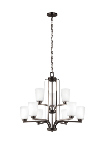 Franport Nine Light LED Chandelier - Burnt Sienna Ceiling Sea Gull Lighting 