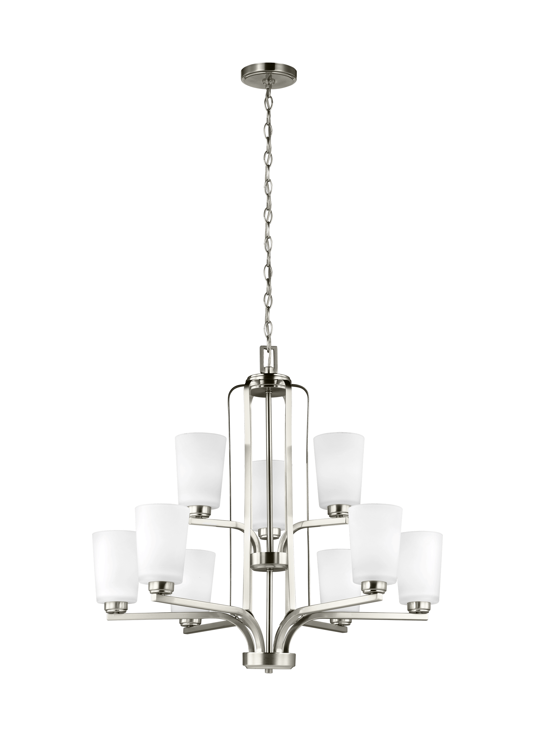 Franport Nine Light LED Chandelier - Brushed Nickel Ceiling Sea Gull Lighting 