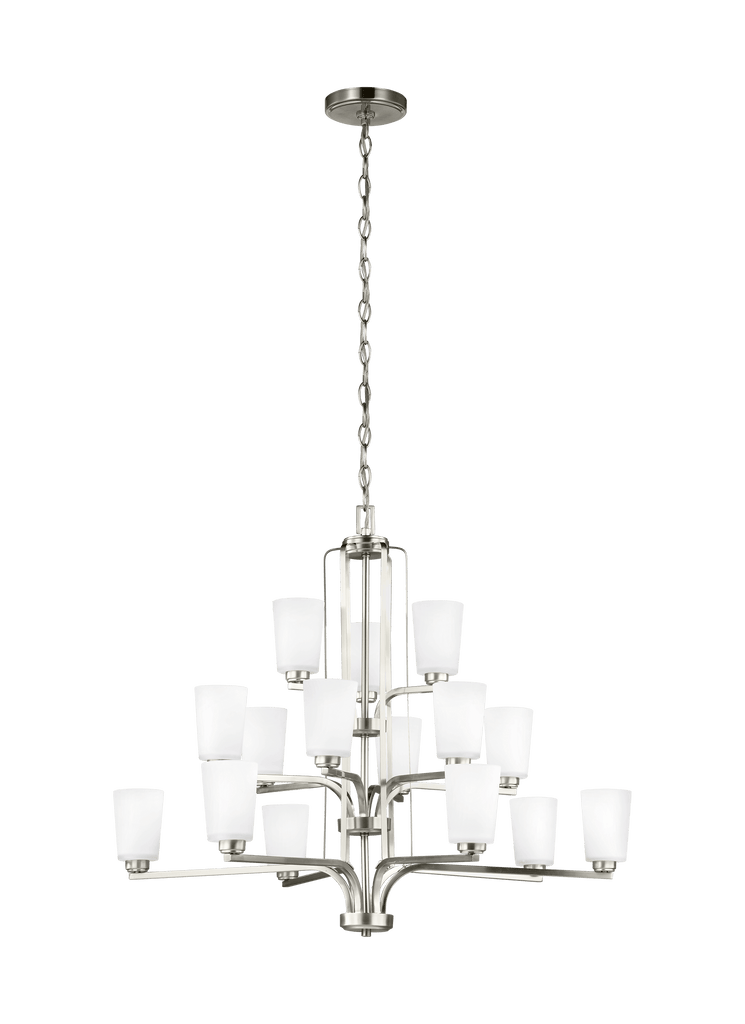 Franport Fifteen Light Chandelier - Brushed Nickel Ceiling Sea Gull Lighting 