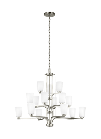 Franport Fifteen Light Chandelier - Brushed Nickel Ceiling Sea Gull Lighting 