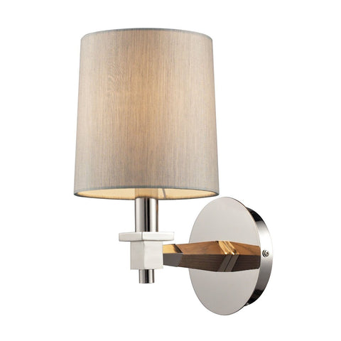 Jorgenson 1 Light Wall Sconce In Polished Nickel And Taupe Wood Wall Sconce Elk Lighting 