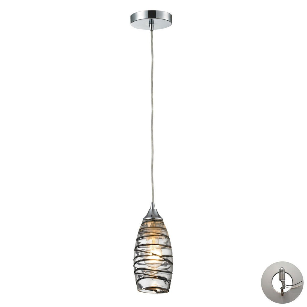 Twister Pendant In Polished Chrome And Vine Wrap Glass With Recessed Lighting Kit Ceiling Elk Lighting 