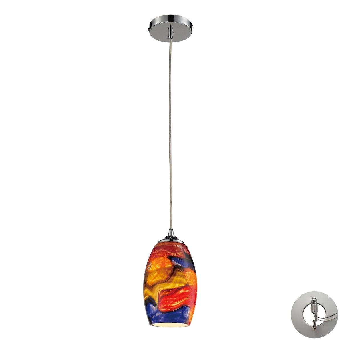 Surrealist Pendant In Polished Chrome And Multicolor Glass - Includes Recessed Lighting Kit Ceiling Elk Lighting 