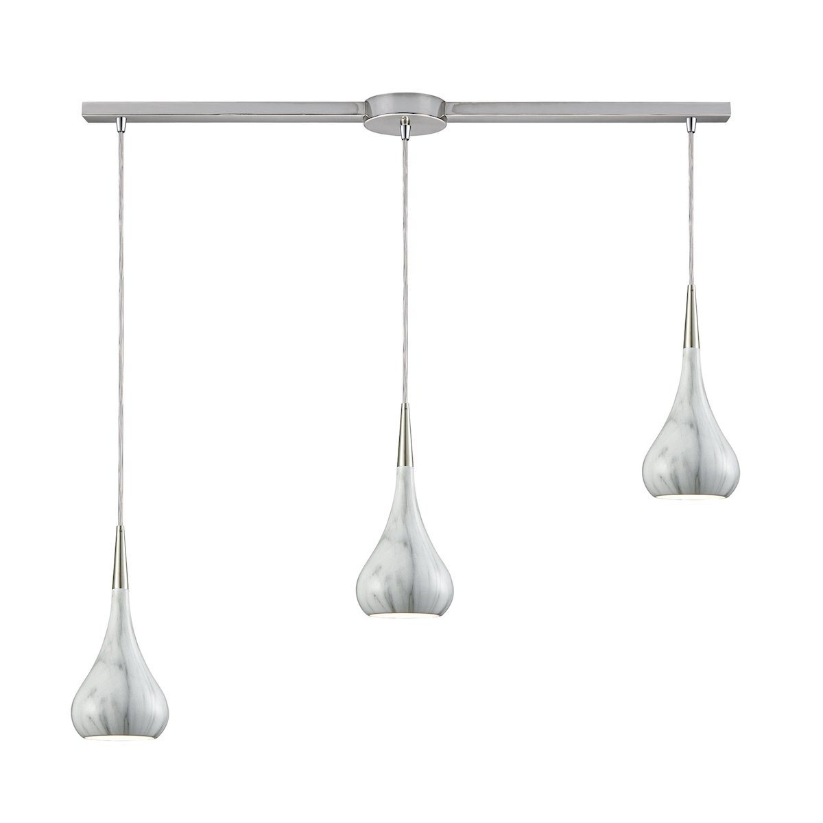 Lindsey 3 Light Linear Bar Fixture In Satin Nickel With Marble Print Shade Ceiling Elk Lighting 