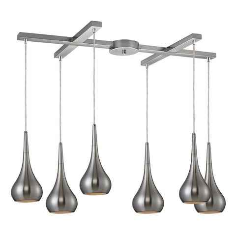 Lindsey 6 Light Pendant In Satin Nickel Ceiling Elk Lighting 