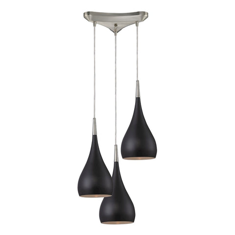 Lindsey 3 Light Pendant In Oiled Bronze And Satin Nickel Ceiling Elk Lighting 