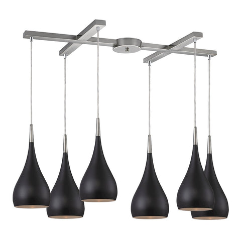 Lindsey 6 Light Pendant In Oiled Bronze And Satin Nickel Ceiling Elk Lighting 