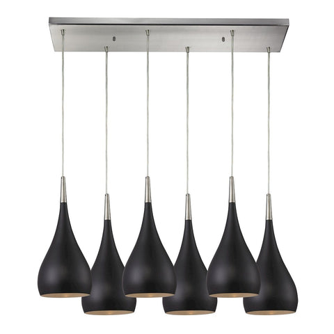 Lindsey 6 Light Pendant In Oiled Bronze And Satin Nickel Ceiling Elk Lighting 