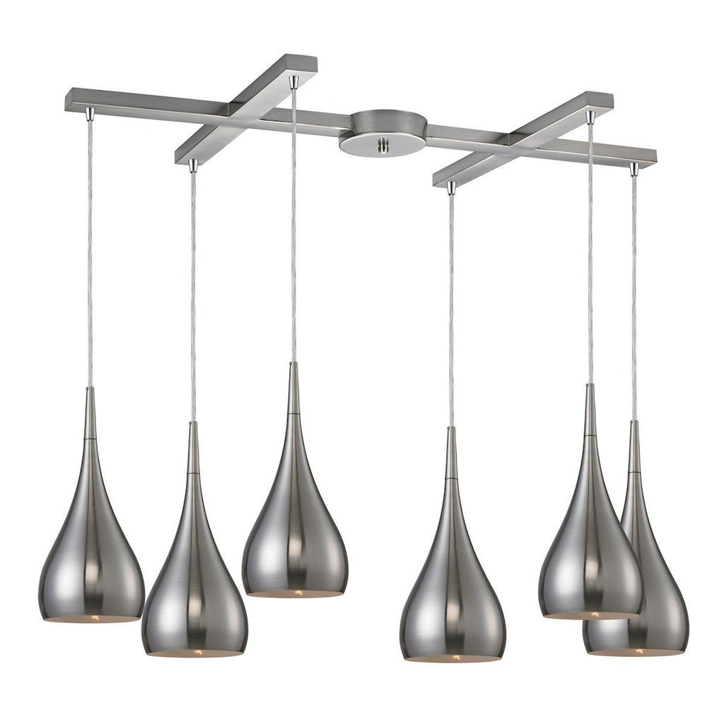 Lindsey 6 Light Pendant In Satin Nickel Ceiling Elk Lighting 