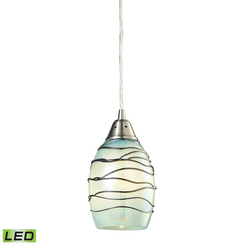 Vines LED Pendant In Satin Nickel And Mint Glass Ceiling Elk Lighting 