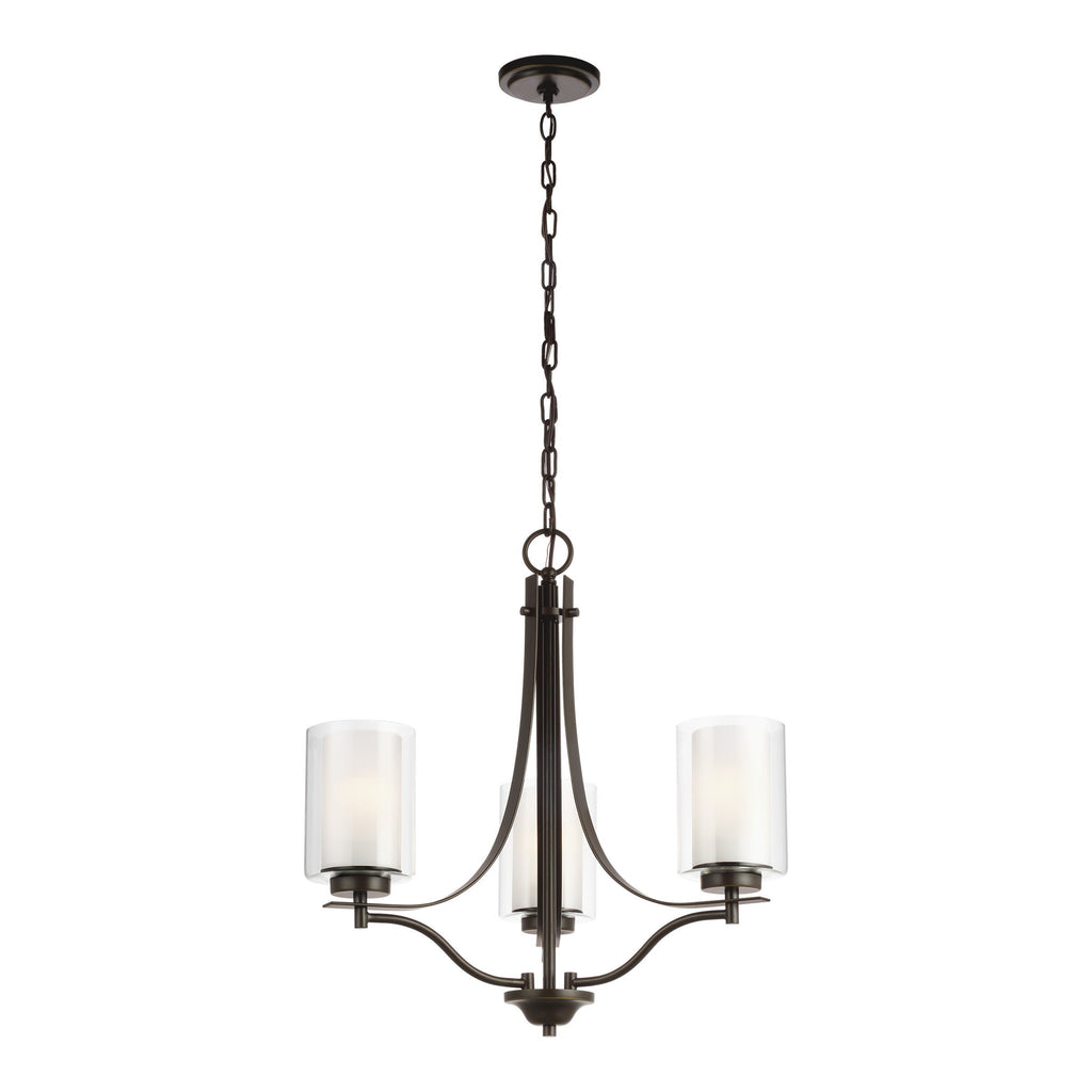 Elmwood Park Three Light LED Chandelier - Heirloom Bronze Ceiling Sea Gull Lighting 