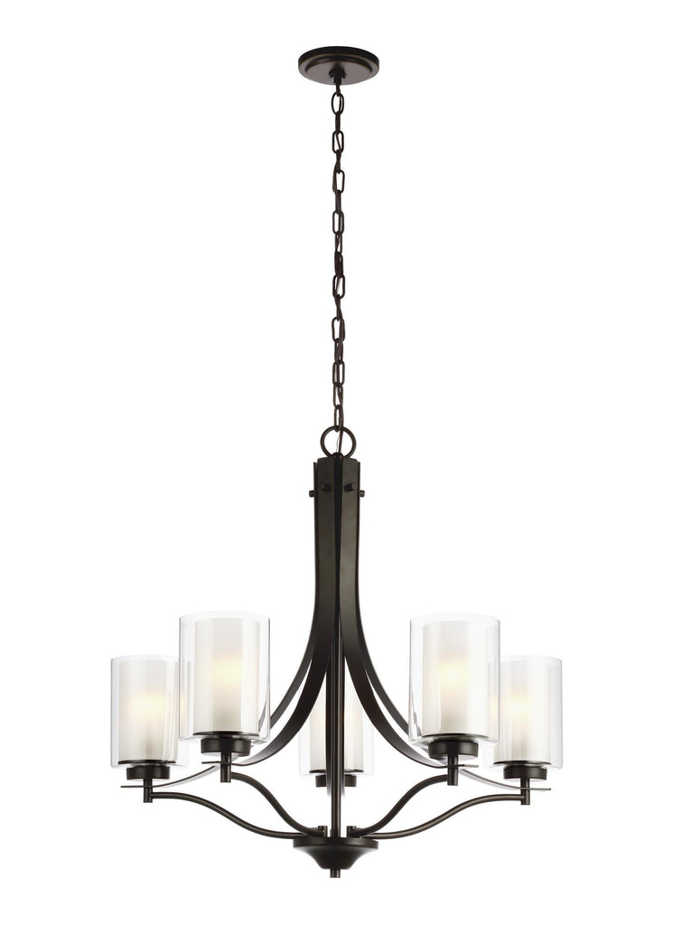 Elmwood Park Five Light Chandelier - Heirloom Bronze Ceiling Sea Gull Lighting 