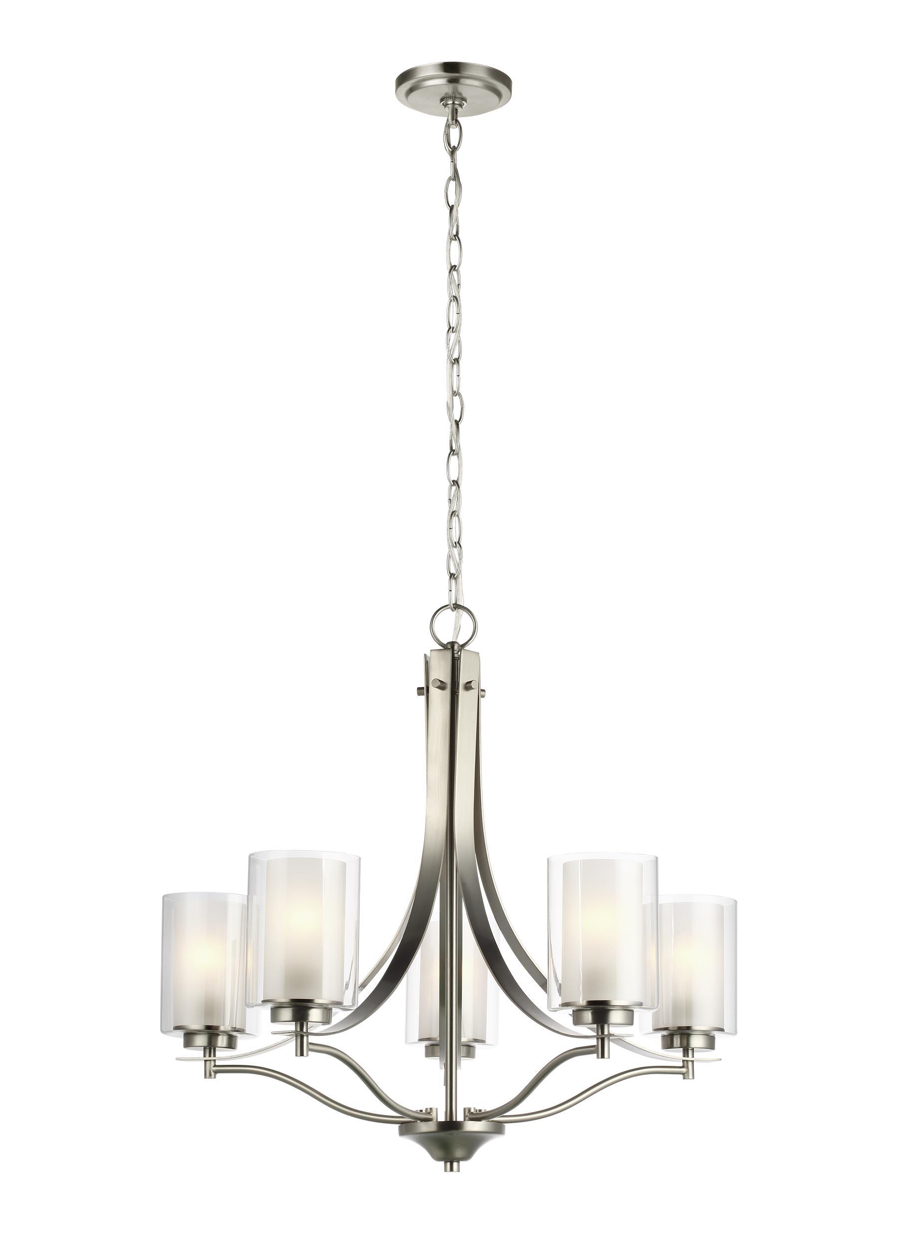 Elmwood Park Five Light LED Chandelier - Brushed Nickel Ceiling Sea Gull Lighting 