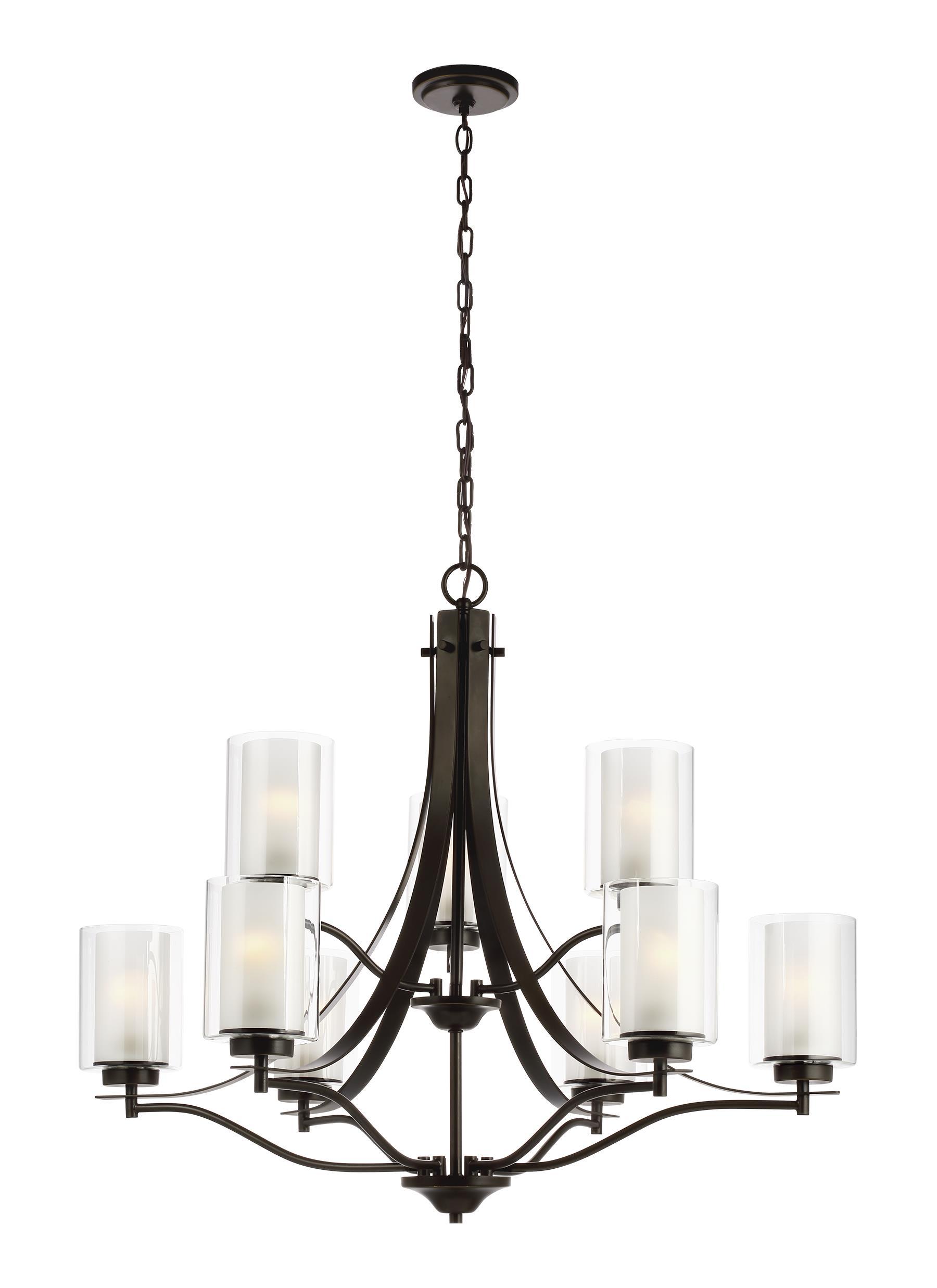 Elmwood Park Nine Light Chandelier - Heirloom Bronze Ceiling Sea Gull Lighting 