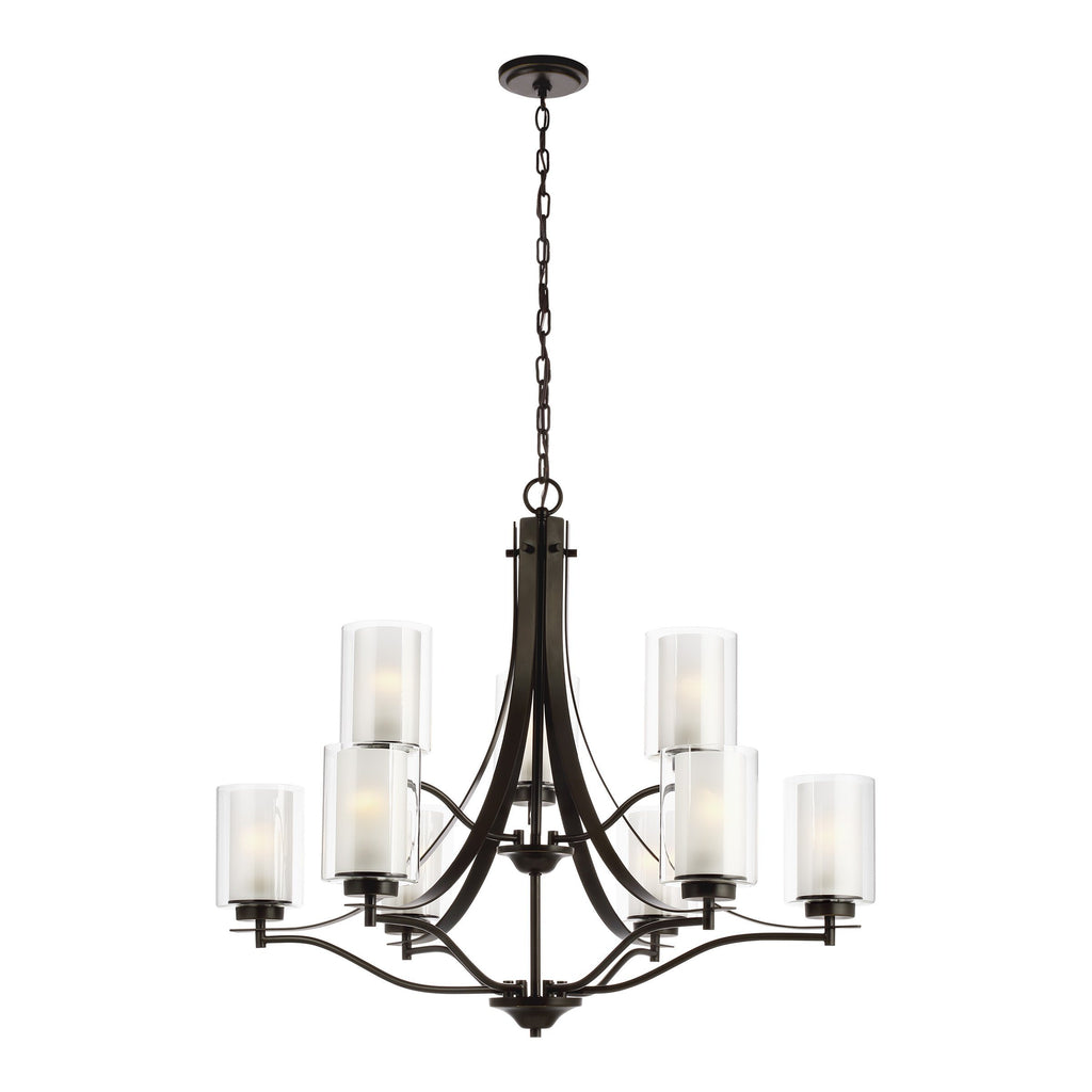 Elmwood Park Nine Light LED Chandelier - Heirloom Bronze Ceiling Sea Gull Lighting 