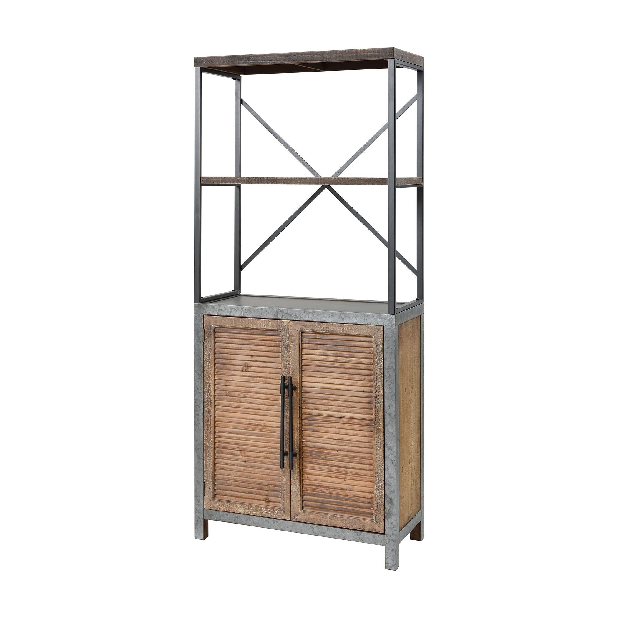Badlands Drifted Oak with Aged Iron 2-Door Wood and Metal Bookcase Furniture Sterling 