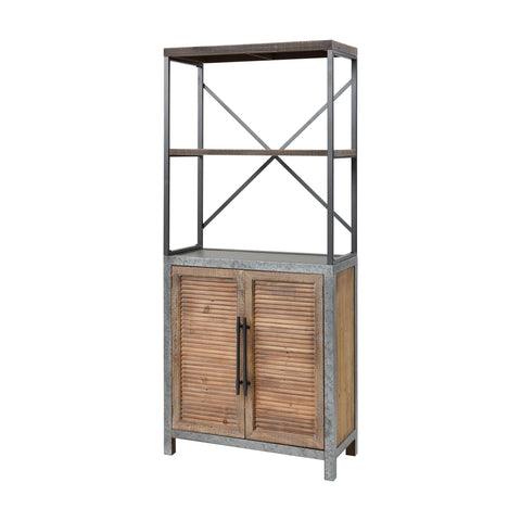 Badlands Drifted Oak with Aged Iron 2-Door Wood and Metal Bookcase