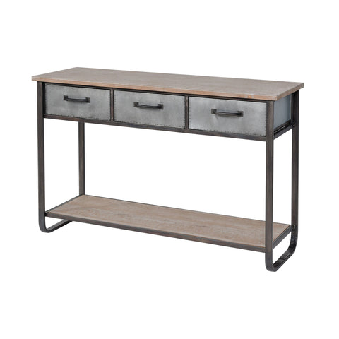 Whitepark Bay Console in Natural Fir Wood and Galvanized Steel - Medium Furniture ELK Home 