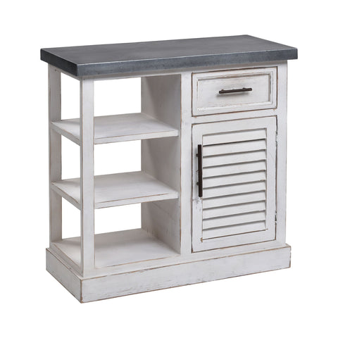 Ballintoy Cabinet in Antique White and Galvanized Steel - Small