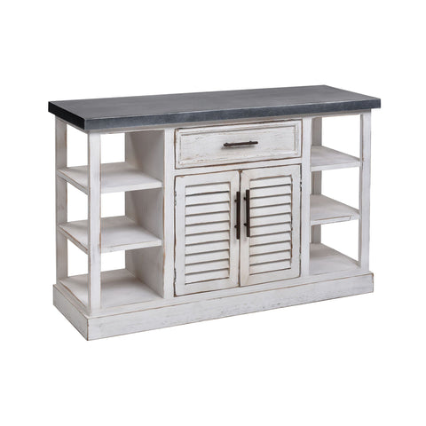 Ballintoy Cabinet in Antique White and Galvanized Steel - Large