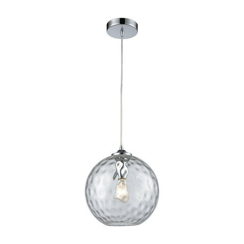 Watersphere 1 Light Pendant In Polished Chrome With Clear Hammered Glass Ceiling Elk Lighting 