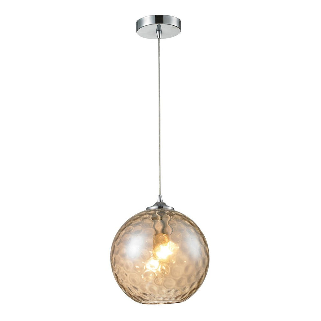 Watersphere 1 Light Pendant In Polished Chrome And Champagne Glass Ceiling Elk Lighting 