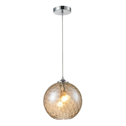 Watersphere 1 Light Pendant In Polished Chrome And Champagne Glass Ceiling Elk Lighting 