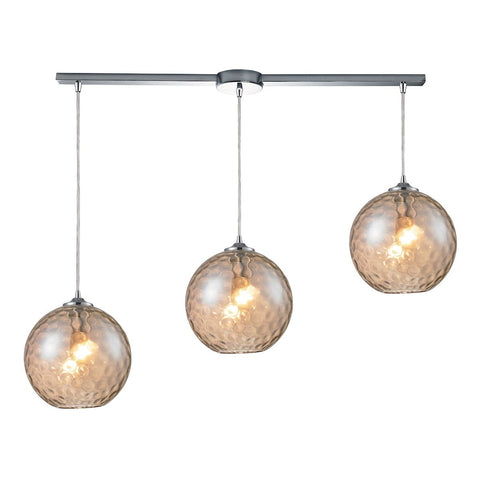 Watersphere 3 Light Pendant In Polished Chrome And Champagne Glass Ceiling Elk Lighting 