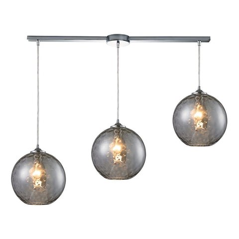 Watersphere 3 Light Pendant In Polished Chrome And Smoke Glass Ceiling Elk Lighting 