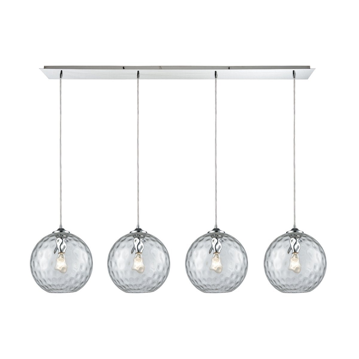 Watersphere 4 Light Linear Pan Fixture In Polished Chrome With Clear Hammered Glass Ceiling Elk Lighting 