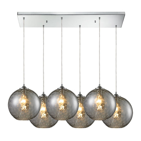Watersphere 6 Light Pendant In Polished Chrome And Smoke Glass Ceiling Elk Lighting 